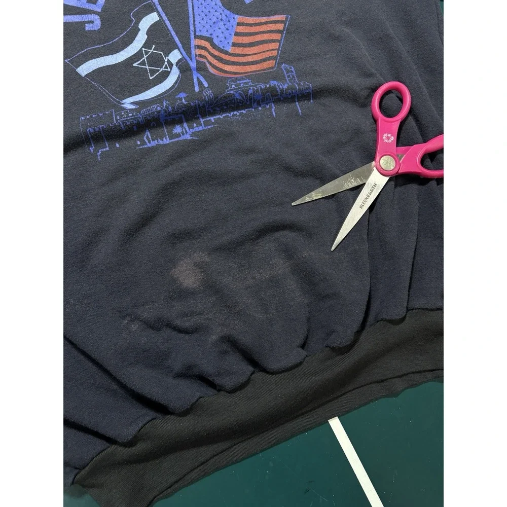 Vintage 80s Jerusalem Israel x USA Crewneck Sweatshirt Men's Large Flags Rare